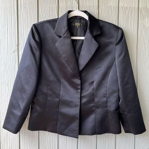Tahari Arthur S. Levine Luxe Black Blazer Satin Finish Size 12